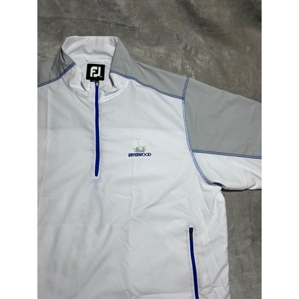 FootJoy Windshirt Men 2XL XXL White Quarter Zip Golf Performance Short Sleeve